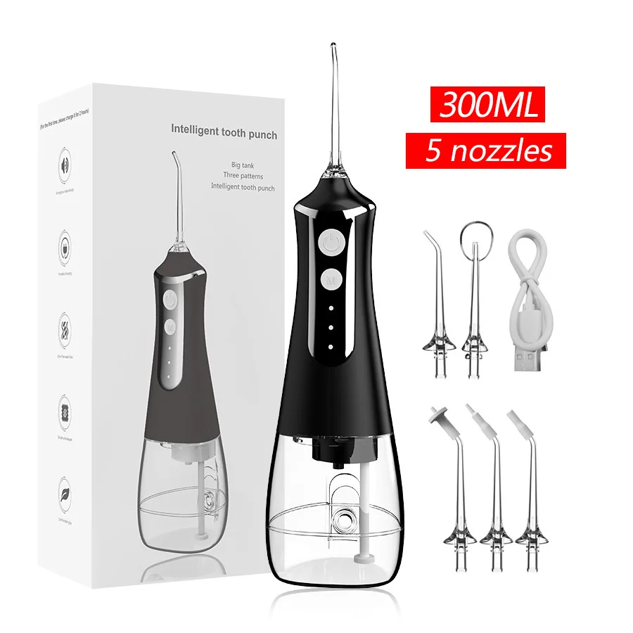 Irrigador oral portátil dental água flosser usb recarregável jato de água fio dente picareta jato ponta modos à prova dwaterproof água