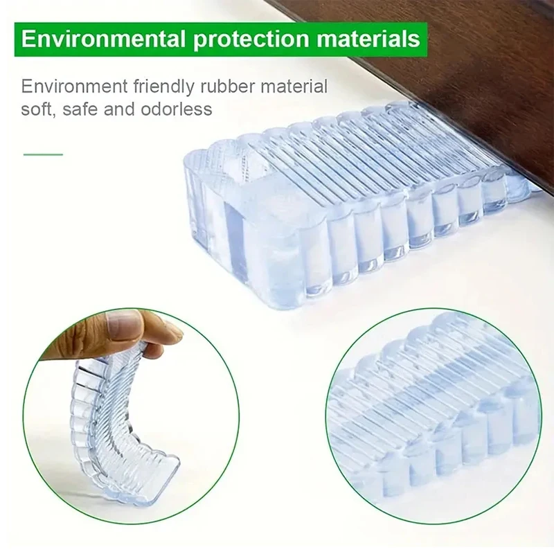 Silicone Door Stopper Reusable Shock Absorbent Block Wedge Doorstops Door Handle Stopper Home Office Door Anti-collision Stopper