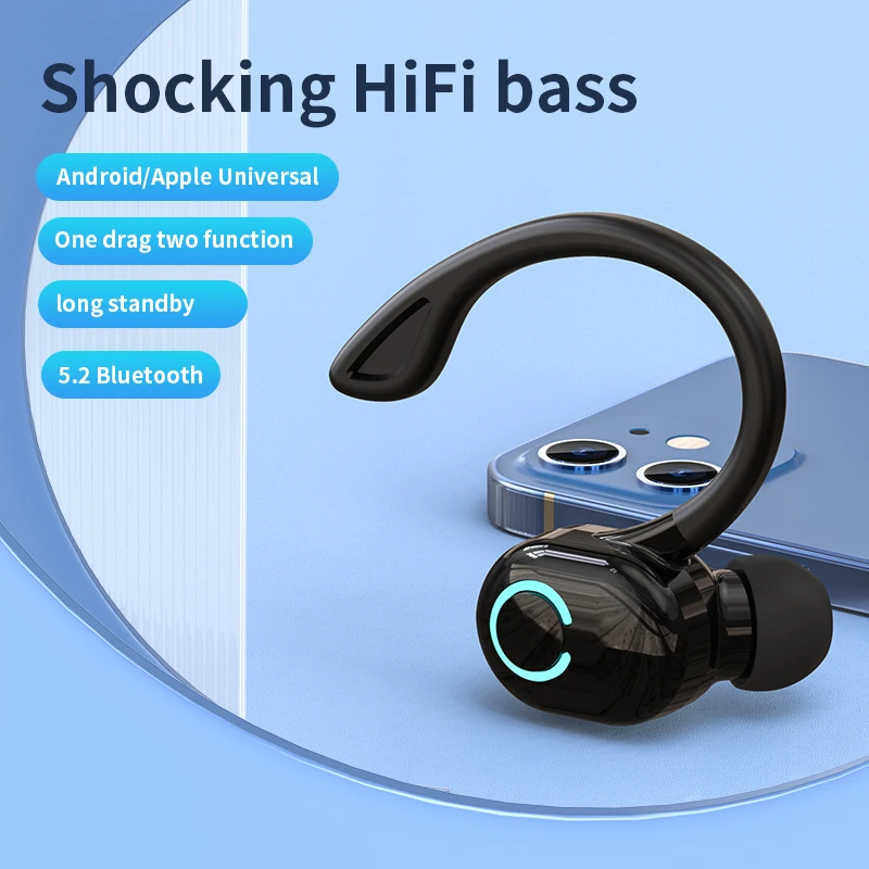 Bezprzewodowe słuchawki Bluetooth HIFI Bass z mikrofonem HD słuchawki douszne z zaczepem na ucho życie z redukcją szumów wodoodporne słuchawki do gier sportowe muzyczne