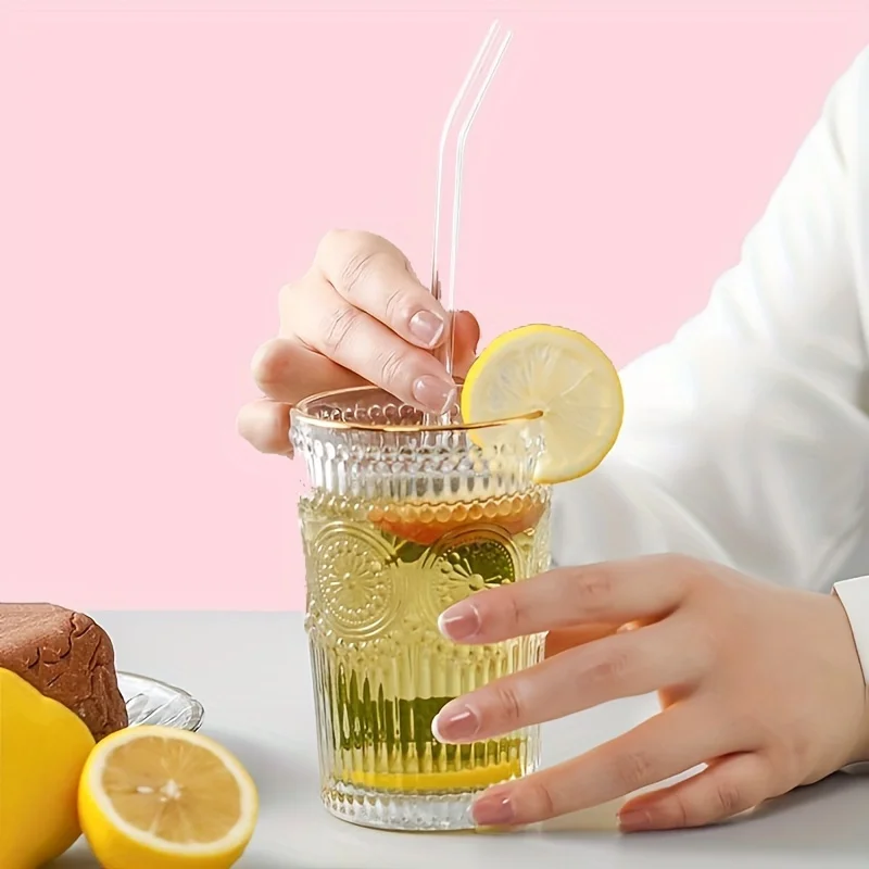 1 Juego de pajitas de vidrio resistentes al calor con cepillo, juego de 5: reutilizables y lavables, perfectas para batidos, batidos, té y jugo
