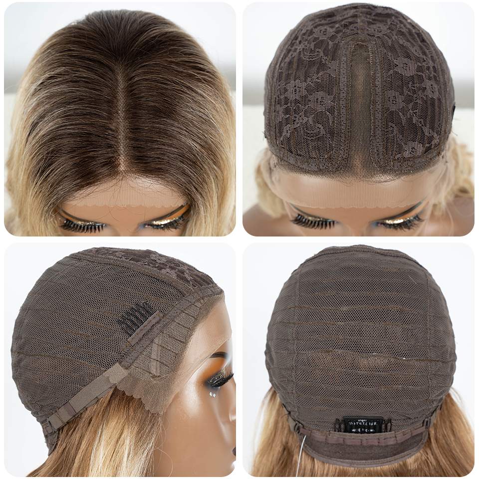 高貴な合成レースフロントウィッグベビーヘアウィッグロング波状 24 "ヘアレースウィッグ女性のためのレースフロントウィッグオンブルブロンドかつらコスプレウィッグ