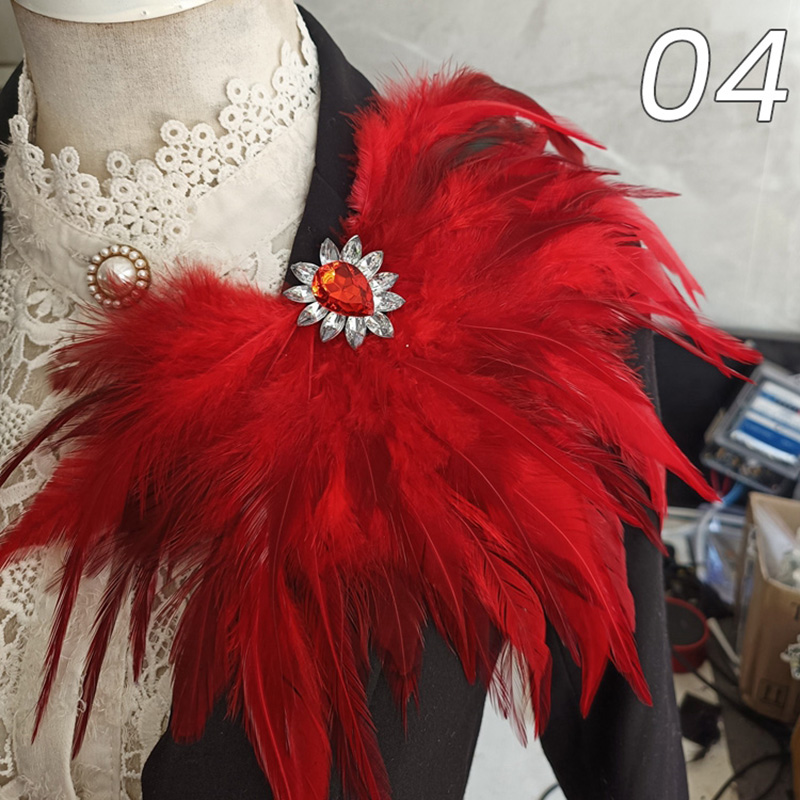 Broche de plumas para hombre y mujer, broche de cristal, carnival, escenario, fiesta, charretera, diamantes de imitación, accesorios de ropa, 1 ud.