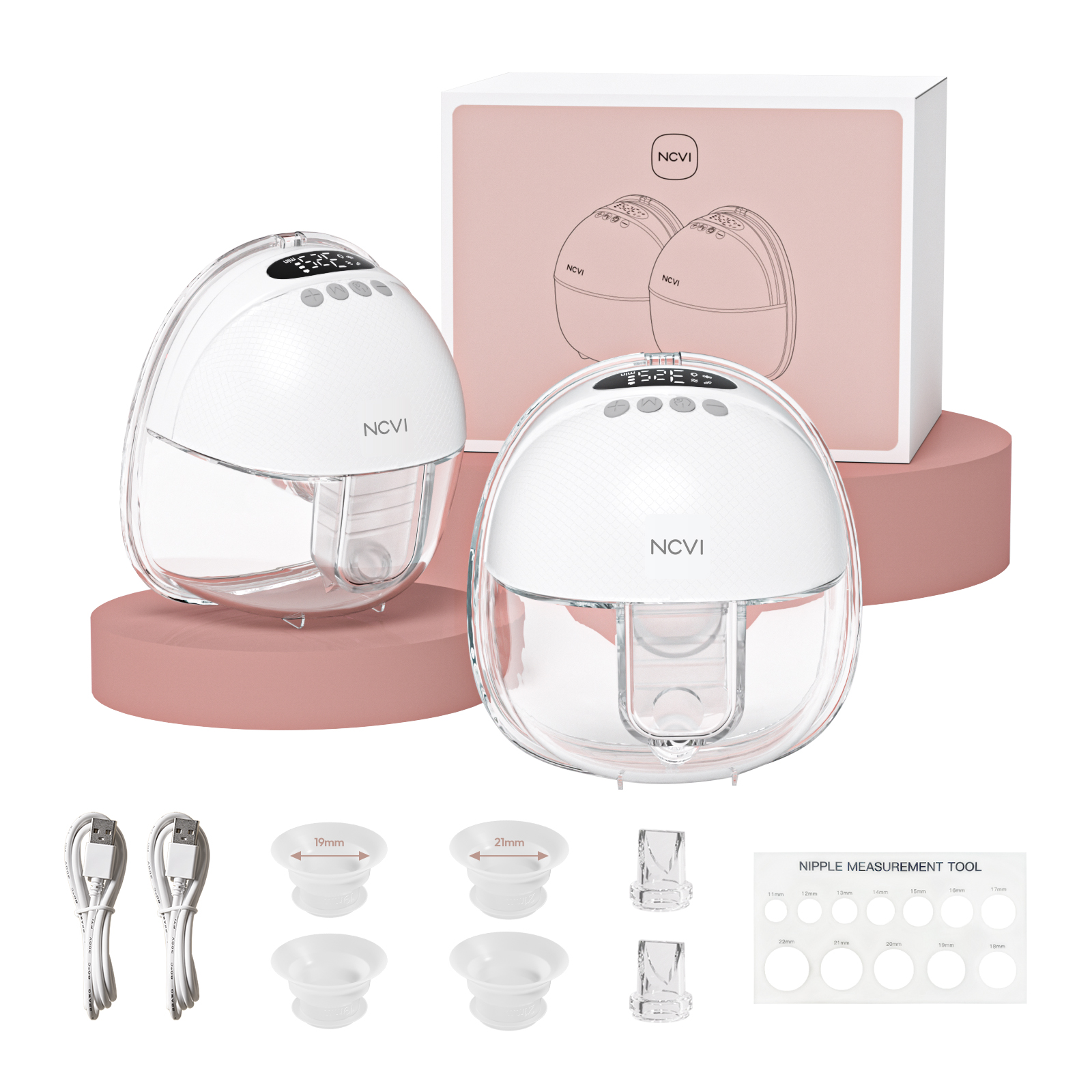 Bomba tira leite elétrica NCVI, bomba de amamentação mãos-livres com 4 modos e 9 níveis, baixo ruído, flanges de 19/21/24 mm