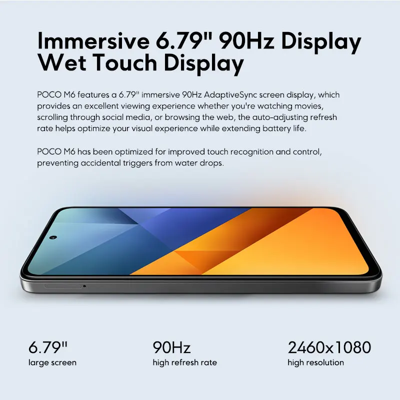 POCO M6 Smartphone versión Global NFC Helio G91 Ultra 108MP cámara principal 33W carga rápida 5030mAh batería 6,79 "90Hz pantalla
