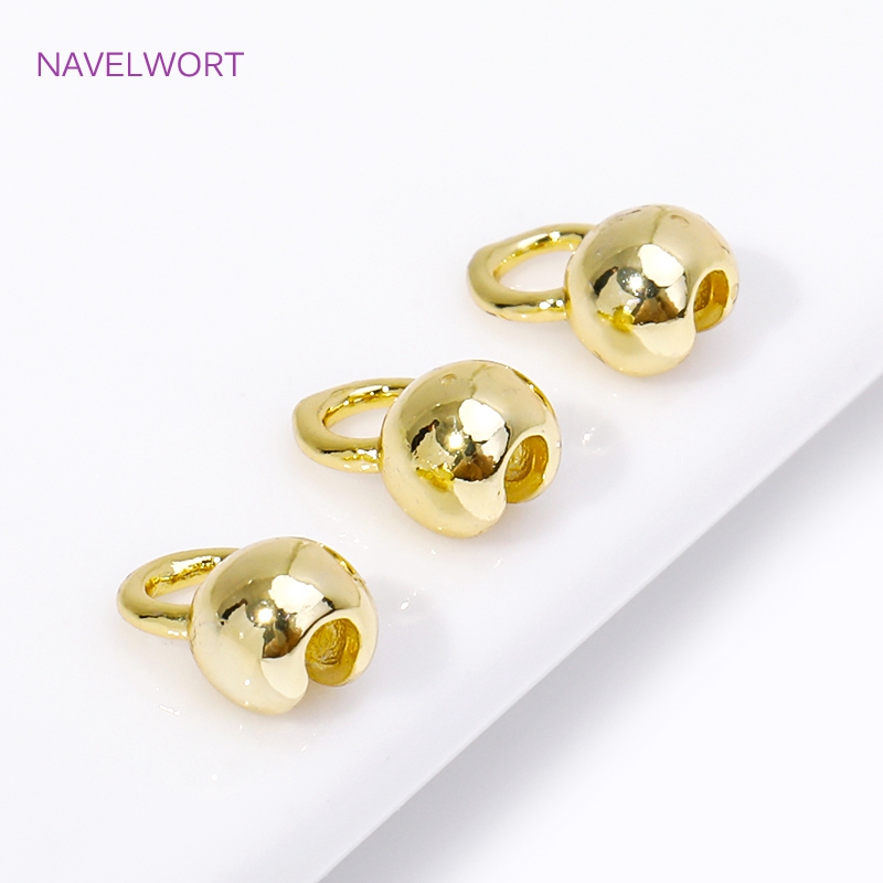 18K Gold Plated Brass 4mm Clam Shell Bead Tip Crimp Ends with Loop Crimp Beads For DIY Necklace Jewelry Making Accessories