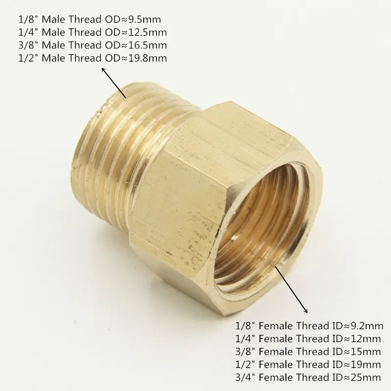 1 Chiếc Đồng M/F 1/8 "1/4",3/8 "1/2" 3/4 "BSP Dây Chuyền Nam Sang Nữ Phối Ren Đồng Khớp Nối Adapter Đồng Ống