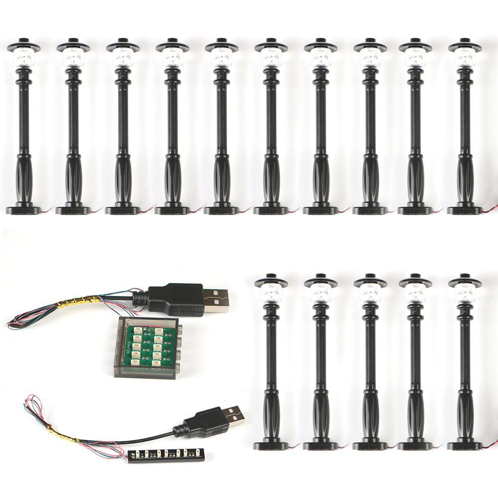 15 Stück City Street Light Led (10 in 1 USB-betrieben) Bausteinlampe MOC kompatibel mit Ziegeln DIY 2039 11062