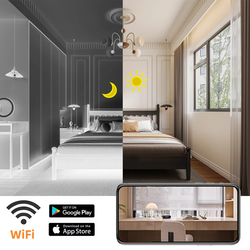 Reloj con cámara Wifi Full HD 1080P, Control inalámbrico, visión nocturna IR, videocámara de vigilancia de seguridad para el hogar, cámara web interior