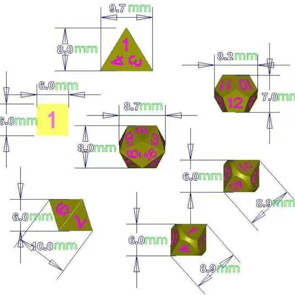 7pcs PCS/Set Metal Mini Archaized Board Game Dice Set Polyhedral Table Game Dice Role-Playing RPG Dice Set Table Games Dice