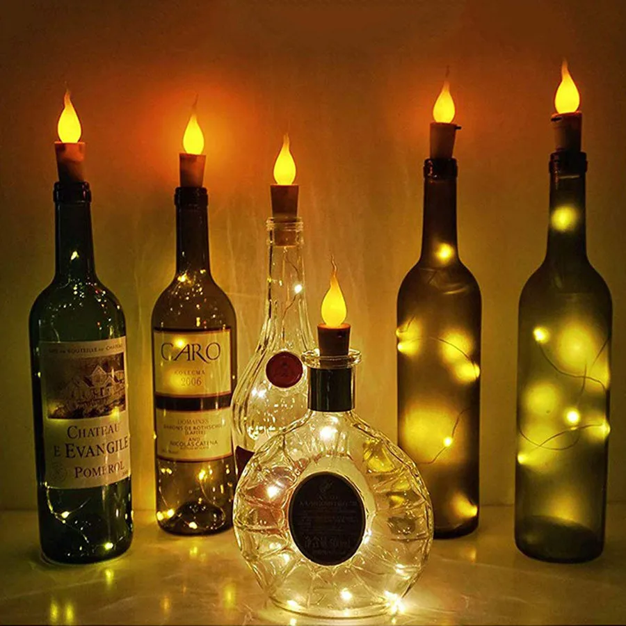 10 Stück flackernde Flamme Kerzen Weinflasche Licht 2m 20led DIY Flasche Kork Form Fee Licht Hochzeits feier Urlaub Girlande Dekor