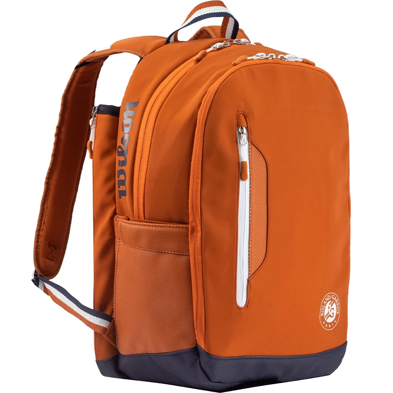 Wilson Roland Garros Clay กระเป๋าเทนนิสภาษาฝรั่งเศสคําเปิดทัวร์ที่ระลึกไม้เทนนิสกระเป๋าเป้สะพายหลังสูงสุดสําหรับ 2 ไม้พร้อมช่อง
