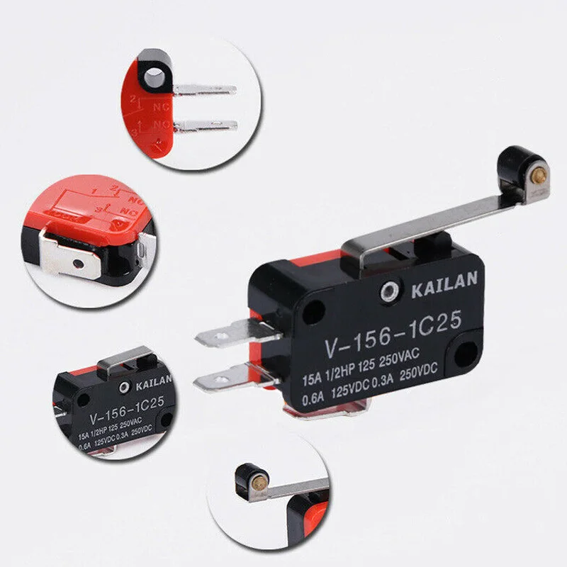 1PCS V-156-1C25 15A The micro switch, Push Button SPDT Momentary Snap Action Limit switch, travel switch