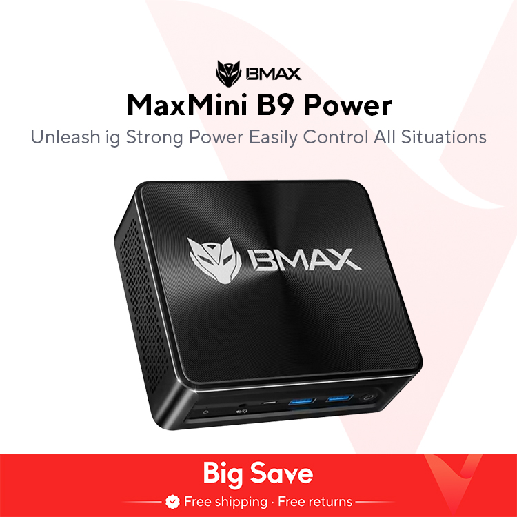 BMAX B9 Power Mini-PC Intel Core i9-12900H Turbofrequenz 5,0 GHz 24 GB DDR5 RAM 1 TB NVMe SSD WiFi 6 Bluetooth 5.2