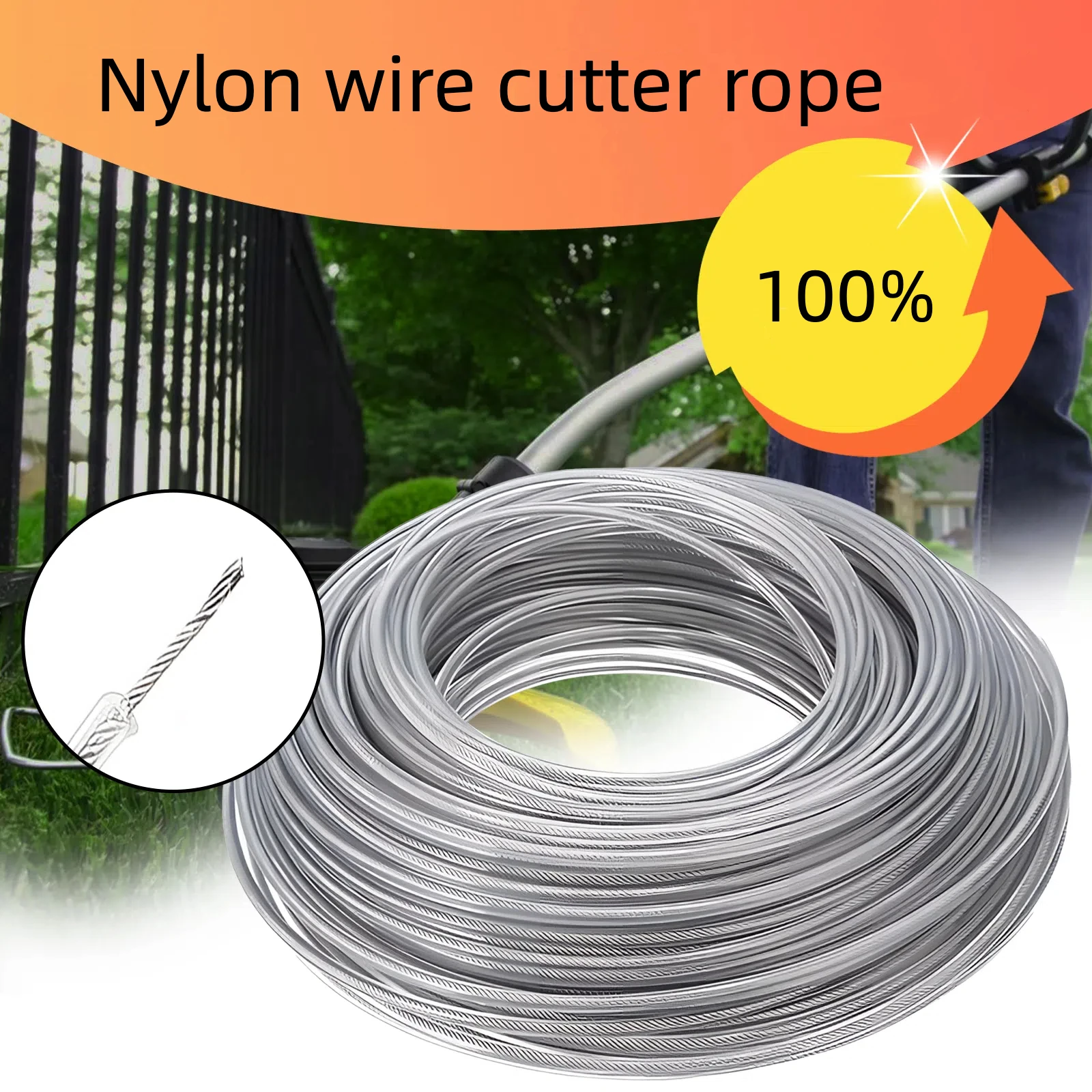5 M/10 M/15 M * 2.4 มม./2.7 มม./3 มม./4 มม.Trimmer Line ลวดไนลอนเครื่องตัดแปรงเชือกเหล็กหญ้า Trimmer Line เครื่องตัดหญ้าเปลี่ยน