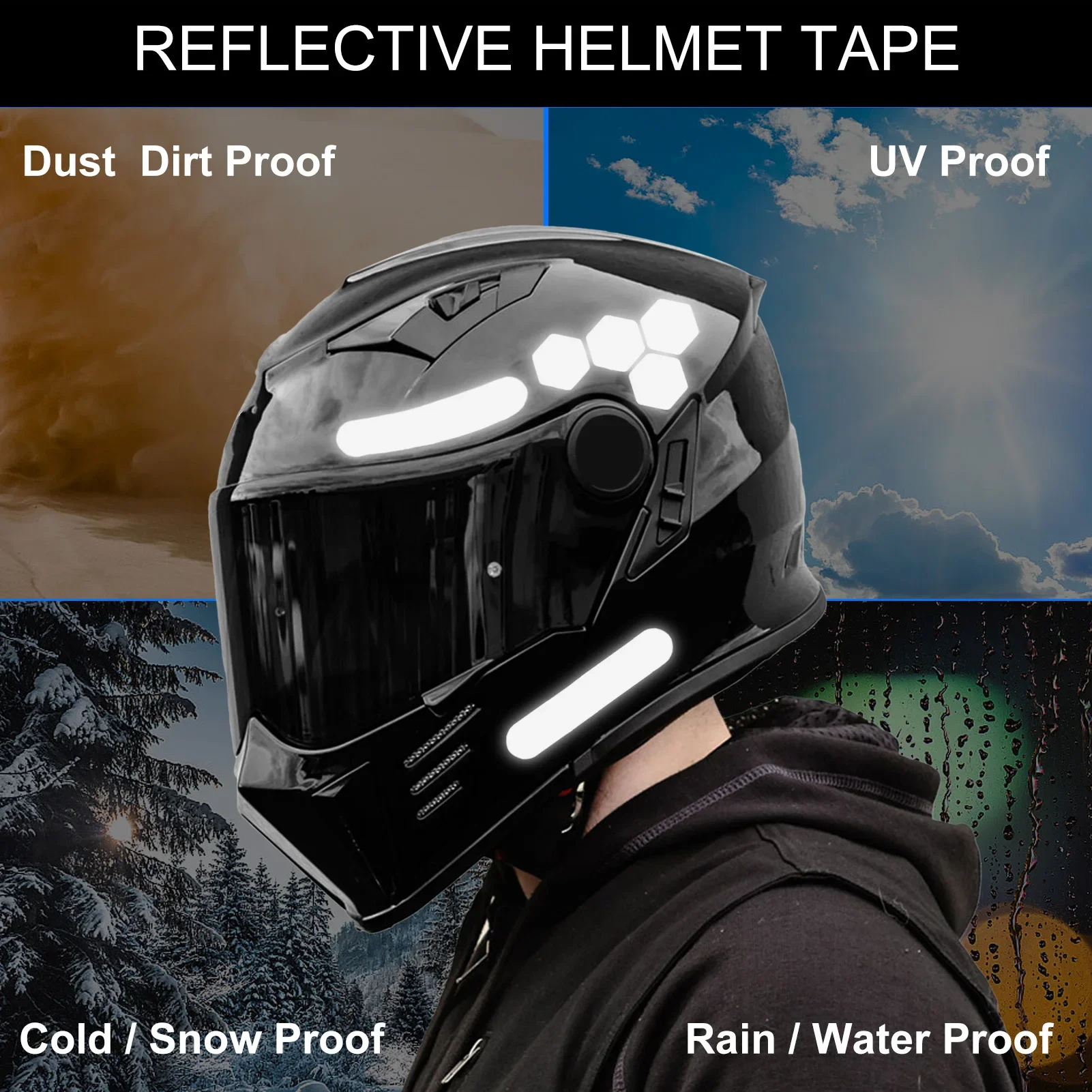 Reflektierende Aufkleber für Helme, unsichtbare Helmaufkleber, einfaches und effektives reflektierendes Klebeband für Helme, Fahrräder, Motorräder