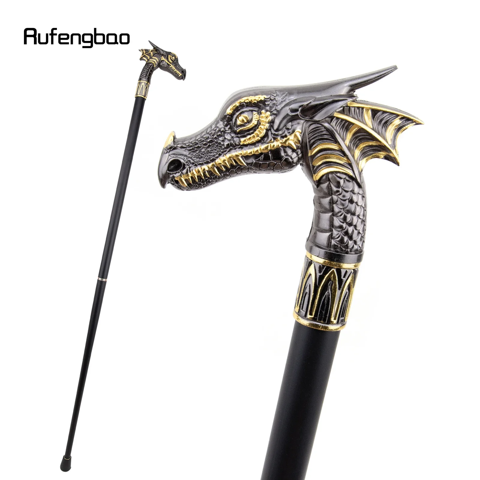Bastón decorativo con cabeza de dragón dorado y negro, bastón decorativo para fiesta Vintage, bastón para caminar a la moda, 93cm