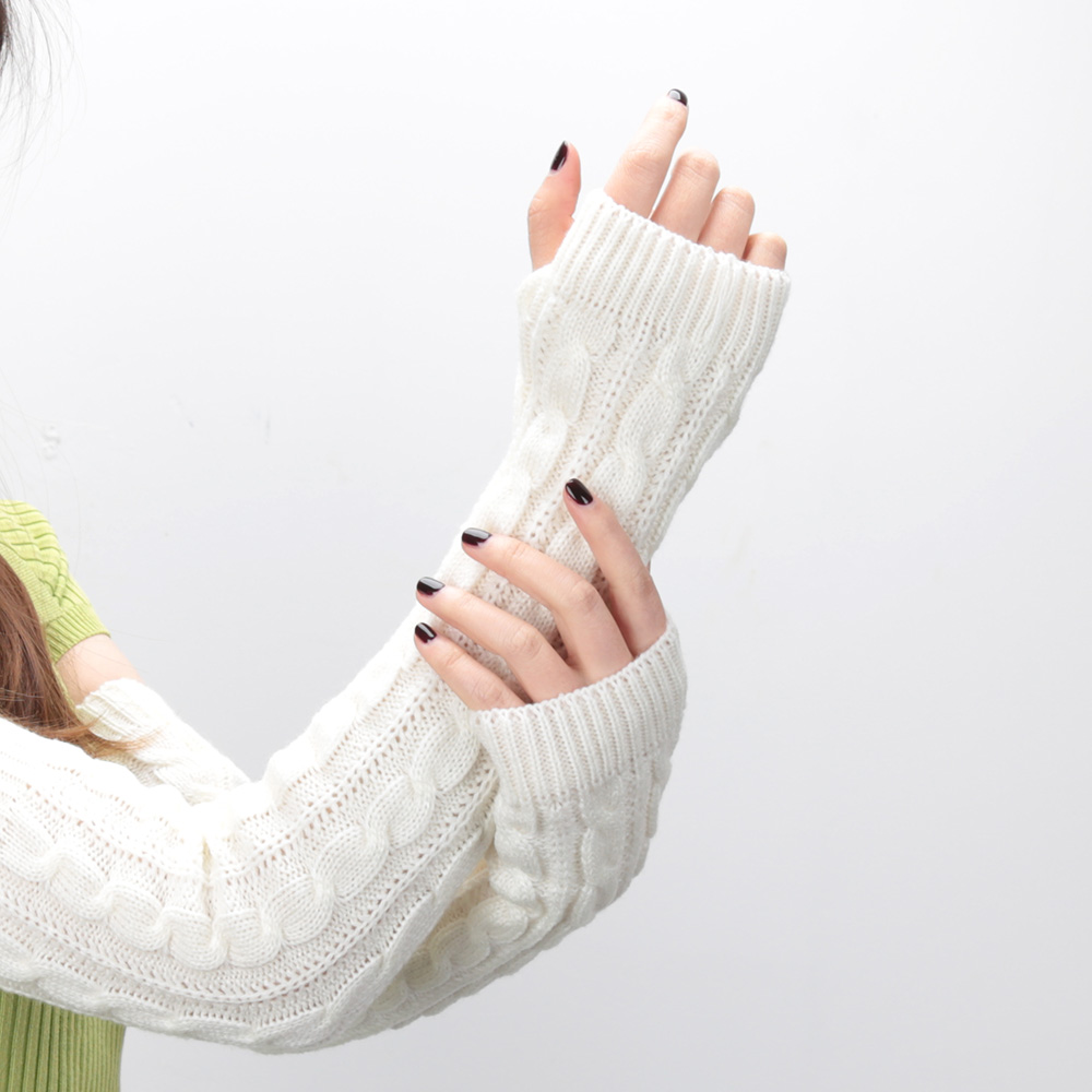 Guantes largos de punto sin dedos para mujer, moda para brazo, muñeca, calentador de manos, informal, medio negro sobre el codo, mitones góticos Punk