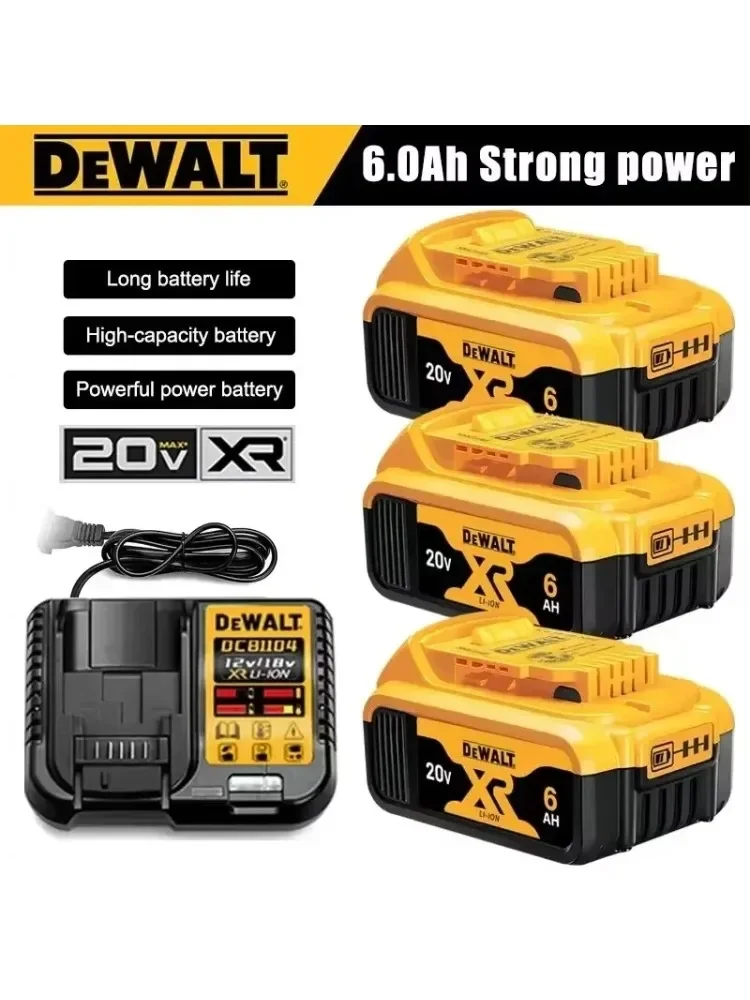 100% Original 6000mAh 20Vfor Dewalt Power Tool BatteryDCB206 20V 6.0Ah Battery DCB206 20V BatteryDCB205 DCB206 with Charger