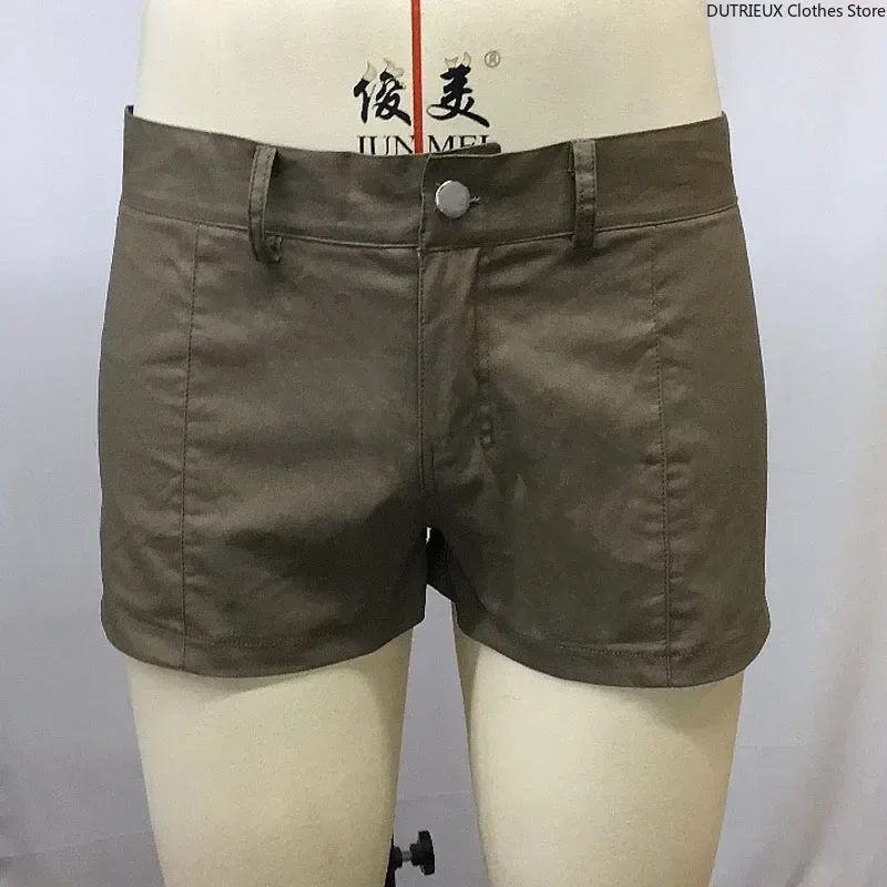 Sexy Tight Men's Short Shorts Zipper Elastic Slim Men's Shorts Athleisure Solid Color Pants Denim Shorts Summer Thin Trousers