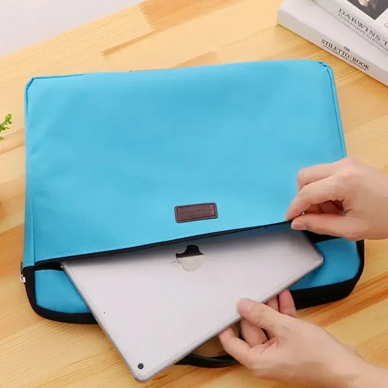 Canvas Zipper Handbag Paper Documents Storage Bag A4 File Folder Portable Briefcase Stationery Office Supplies Customize Logo