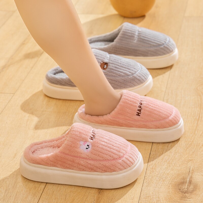 Novos chinelos de algodão para mulheres inverno interior casa chinelos de pele com sola grossa e estilo de inverno antiderrapante para uso doméstico (mtx2314)