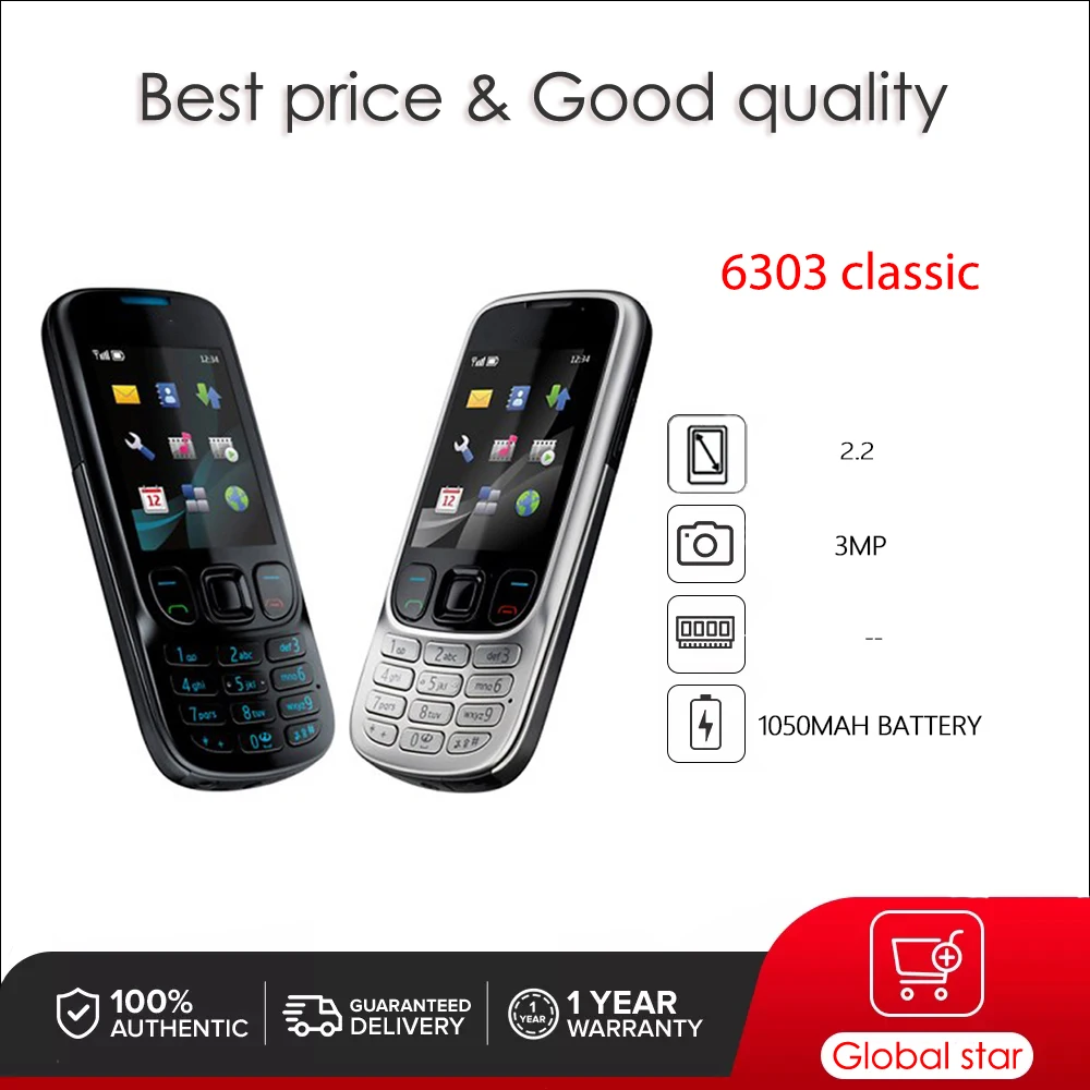 Altavoz Bluetooth 6303 clásico, Original, desbloqueado, teléfono móvil, ruso, árabe, hebreo, inglés, teclado hecho en Finlandia