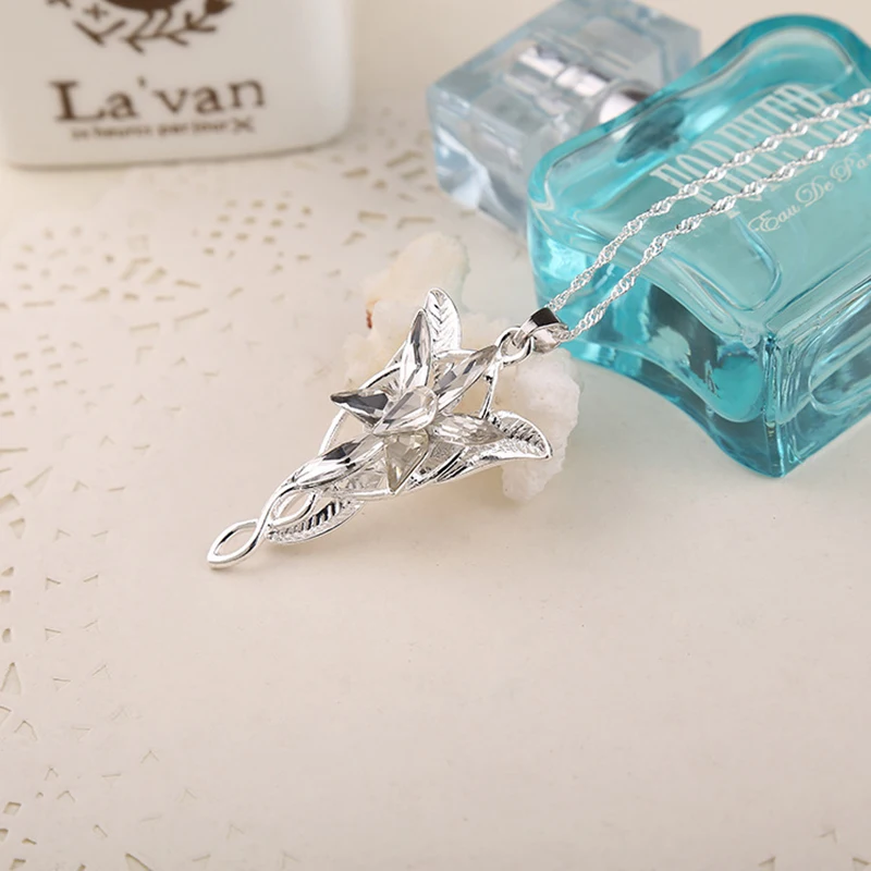 Arwen Evenstar ภาพยนตร์สร้อยคอเงินสีคริสตัลจี้สร้อยคอสําหรับสาวปาร์ตี้เครื่องประดับของขวัญเครื่องประดับ