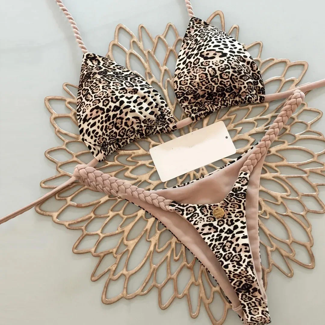 Nouveau Bikini femmes maillot de bain plage vacances maillots de bain imprimé léopard Sexy Bikini ensemble maillots de bain maillot de bain string maillot de bain Biquinis