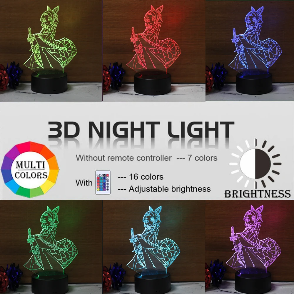 Kimetsuไม่มีYaiba Nezuko KamadoรูปLed Night Lightสําหรับตกแต่งห้องนอนNightlightเด็กตาราง 3dโคมไฟDemon Slayerของขวัญ