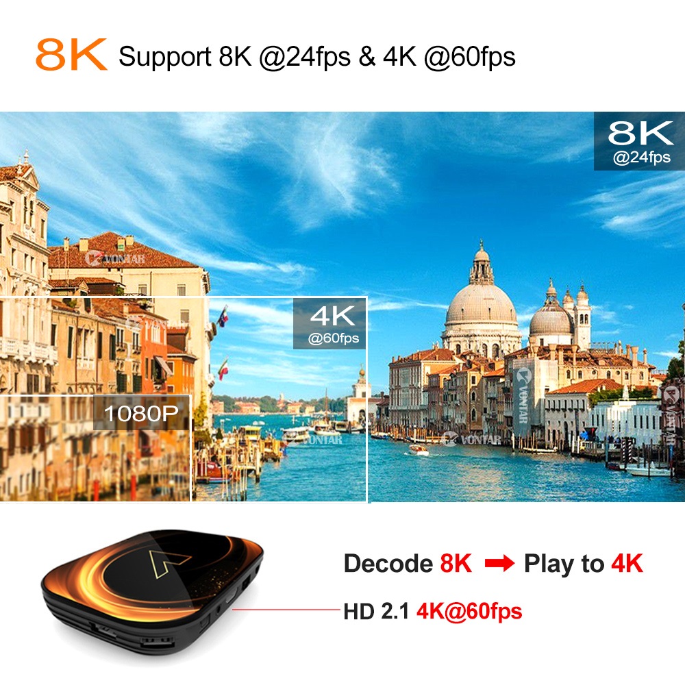 VONTAR X3 4GB 128GB 8K Tivi BOX Android Thông Minh 9 Android TVBOX 9.0 Amlogic S905X3 Wifi 1080P BT 4K Set Top Box 4GB 64GB 32GB
