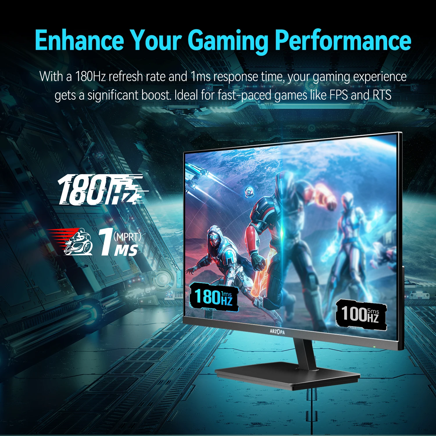 Nowy ARZOPA 27-calowy monitor PC 180 Hz 2K FastIPS QHD 1 ms FreeSync Monitor do gier, M1RC