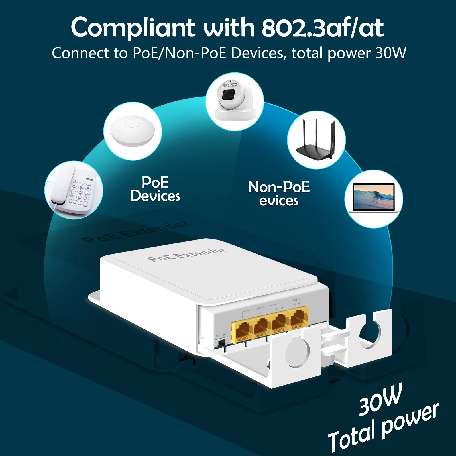 Gadinan-extensor Ethernet Gigabit PoE, repetidor de salida 1 en 3, 3 puertos impermeables para exteriores, con potencia de 1000Mbps y transmisión de datos