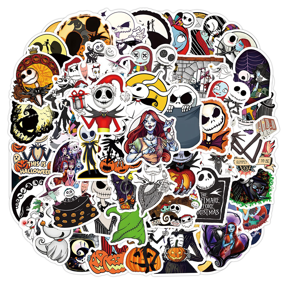 60PCS Disney Nightmare Before Christmas Halloween Aufkleber DIY Tagebuch Laptop Gepäck Skateboard Graffiti Aufkleber Spielzeug Geschenke