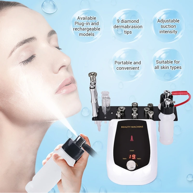 เครื่องกรอผิวเครื่องความงามเพชรแบบ3 in 1สเปรย์น้ำแร่ดูดสิวหัวดำสำหรับขัดผิวหน้าเครื่องมือลอกผิว