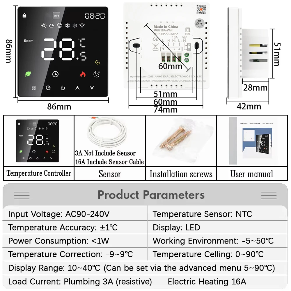 Tuya WiFi Smart Thermostat เครื่องทําความร้อนใต้พื้นไฟฟ้า TRV หม้อต้มแก๊สน้ําอุณหภูมิเสียงรีโมทคอนโทรลสําหรับ Google Home Alexa
