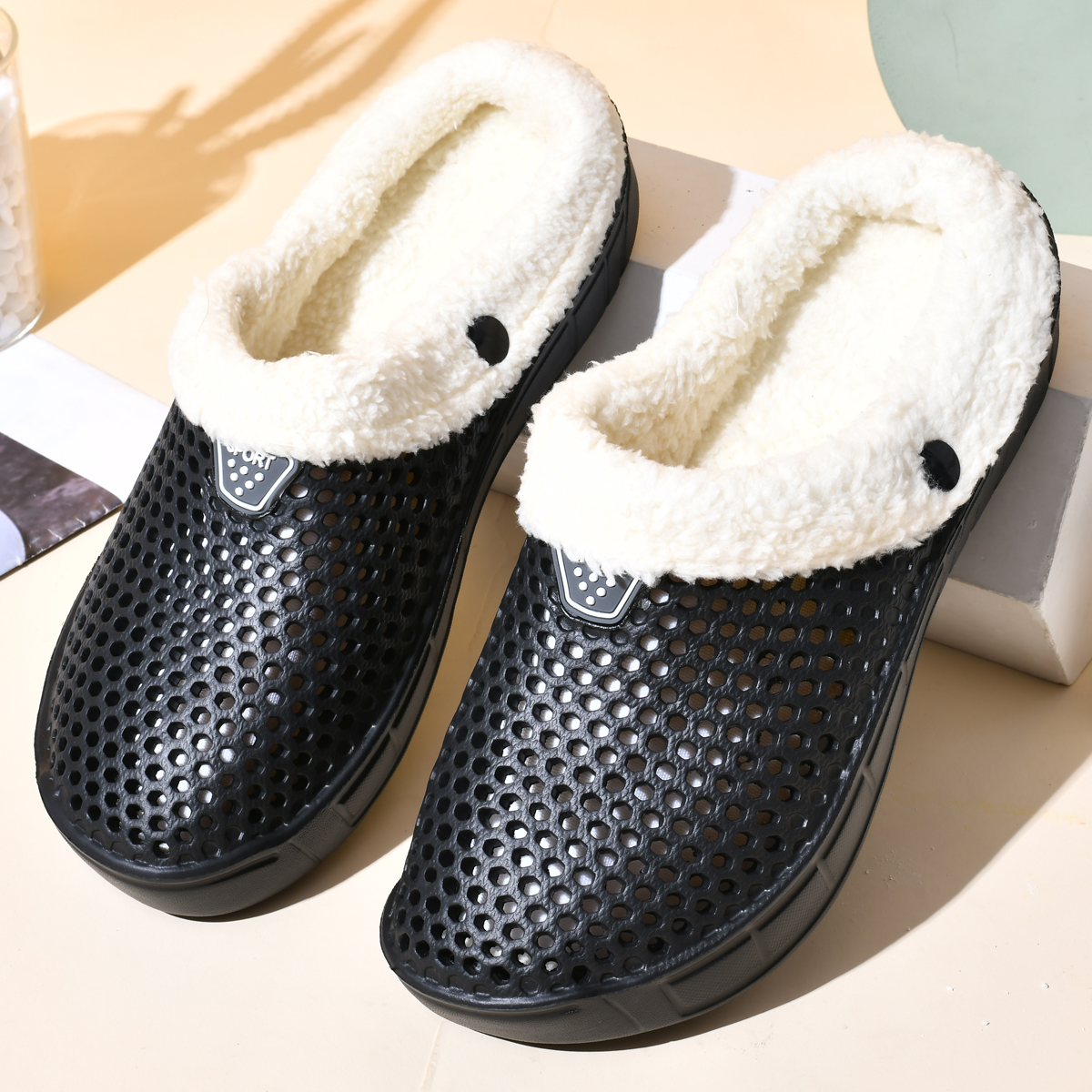 Katoenen pantoffels voor heren en dames in koppelstijl Winter Warm Plus fluwelen verdikte klompen Muilezelschoenen