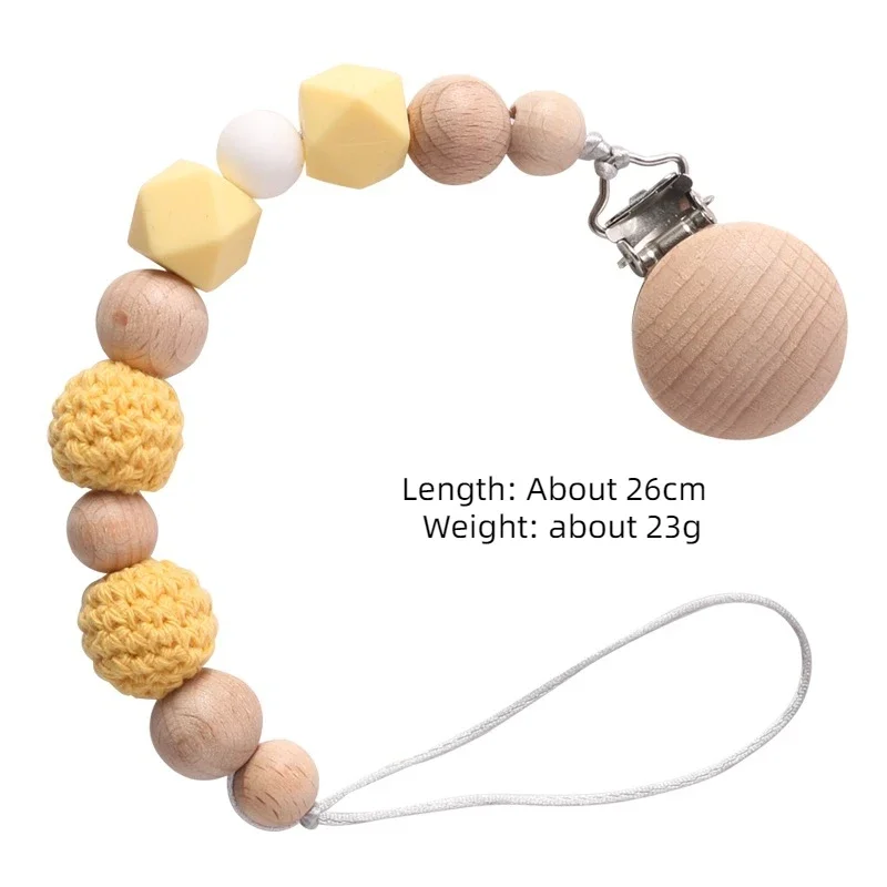 Cho Em Bé Kẹp Gỗ Silicon Móc Hạt Làm Dịu Teethers Đồ Chơi Giả Núm Vú Giá Đỡ Chống Thả Kẹp Dây Chuyền Sơ Sinh Phụ Kiện