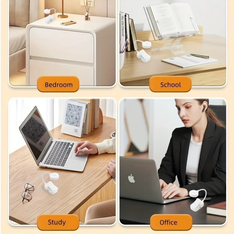 โคมไฟหนีบหนังสือแบบพับได้ขนาดเล็ก ชาร์จผ่าน USB ไฟ LED สำหรับอ่านหนังสือกลางคืน 3 โหมด ป้องกันดวงตา ปรับความสว่างได้แบบไม่มีขั้นบันได ยืดหยุ่นได้ เหมาะสำหรับอ่านหนังสือในห้องนอน