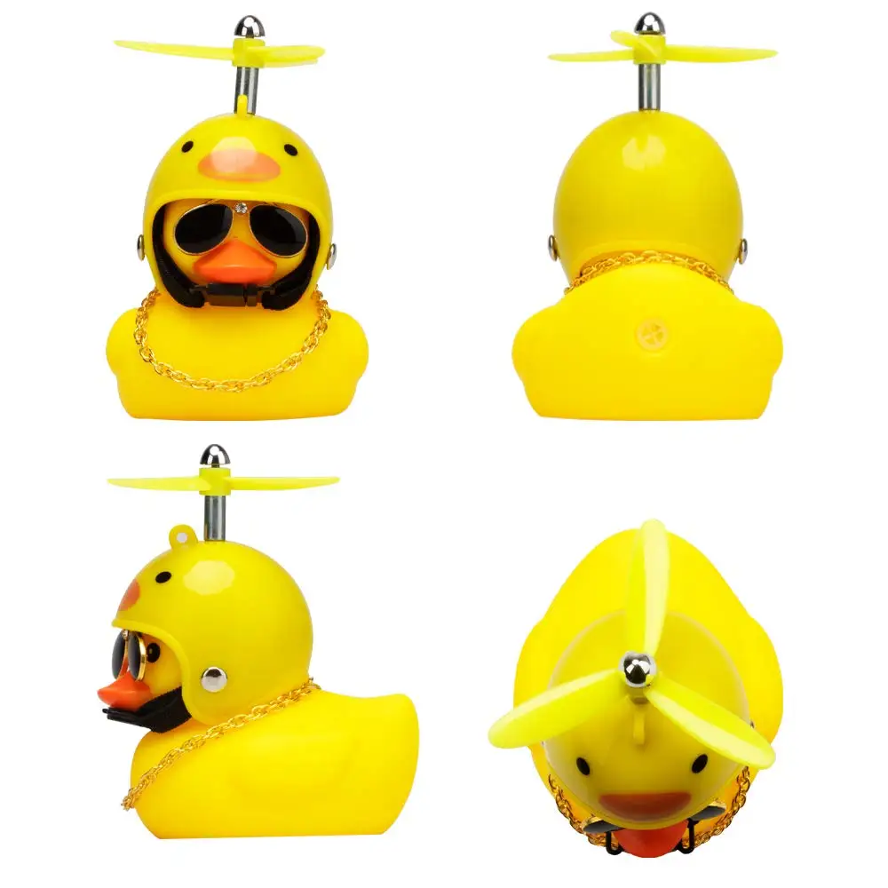 Rubber Duck Car Duck Car Ornaments Yellow Duck Car Dashboard Decorations with Propeller Helme Bicyle Duck