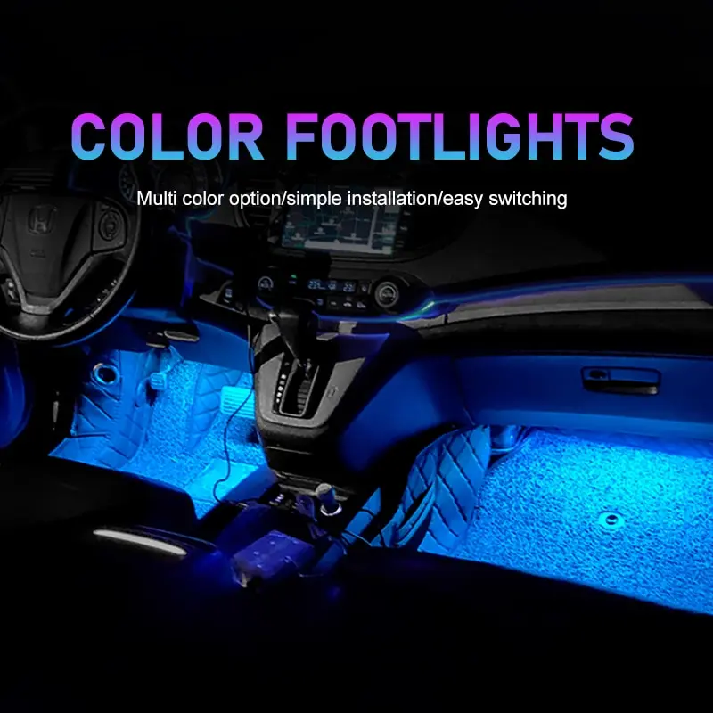 Luce al Neon per auto luce del piede LED decorazione d'interni retroilluminazione accendisigari USB atmosfera lampada accessori per veicoli