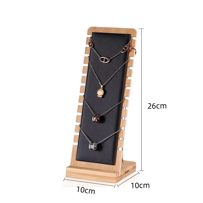 เครื่องประดับไม้ไผ่ชั้นวางจอแสดงผลหลายสร้อยคอจี้ Rack สร้อยคอจัดเก็บแขวนเครื่องประดับ Props