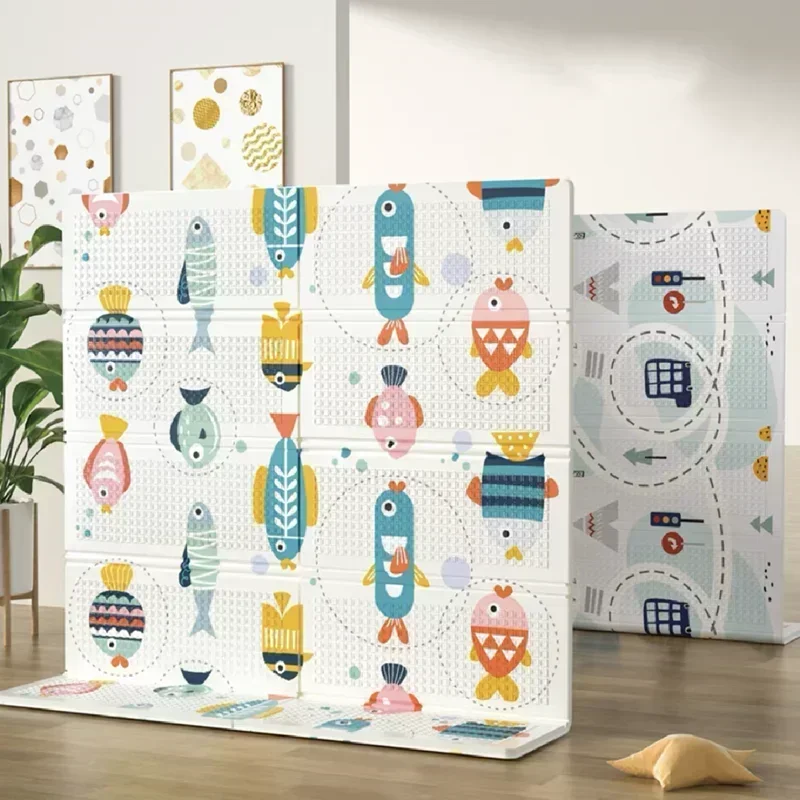 Baby Folding Soft Foam Crawling Activity Mat, Desenhos animados, impermeável, Crawling Game Carpet, dupla face, almofada para crianças, crianças, novo