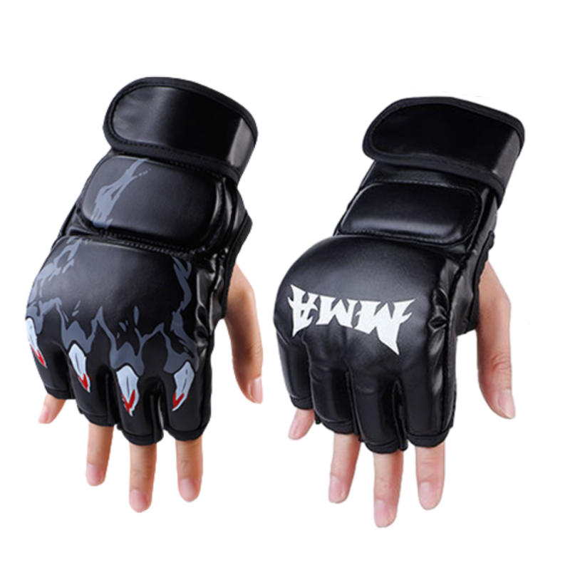 PU Half Finger Boxing Gloves PU Leather MMA Fighting Kick Boxing Gloves Karate Muay Thai Training Workout Gloves Training Gear