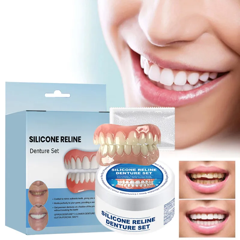Denture Silicone Kit Denture Silicone Liners Soft Denture Kit Soft Denture Kit Teeth Upper And Lower Set Easy Use Dental Care