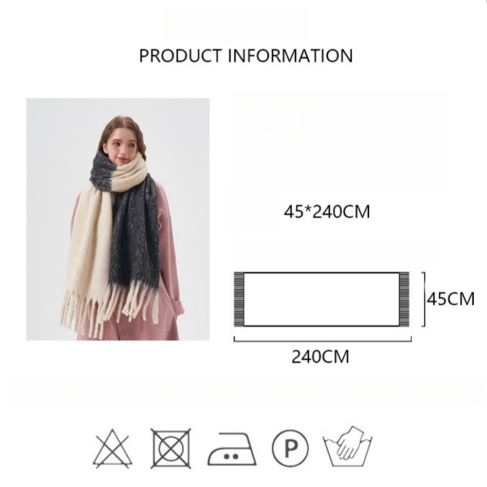 Bufanda de Cachemira de imitación gruesa para invierno, chal suave largo con franjas de diferente Color, Pashmina de lujo para mujer, Bufanda con borlas Echarpe