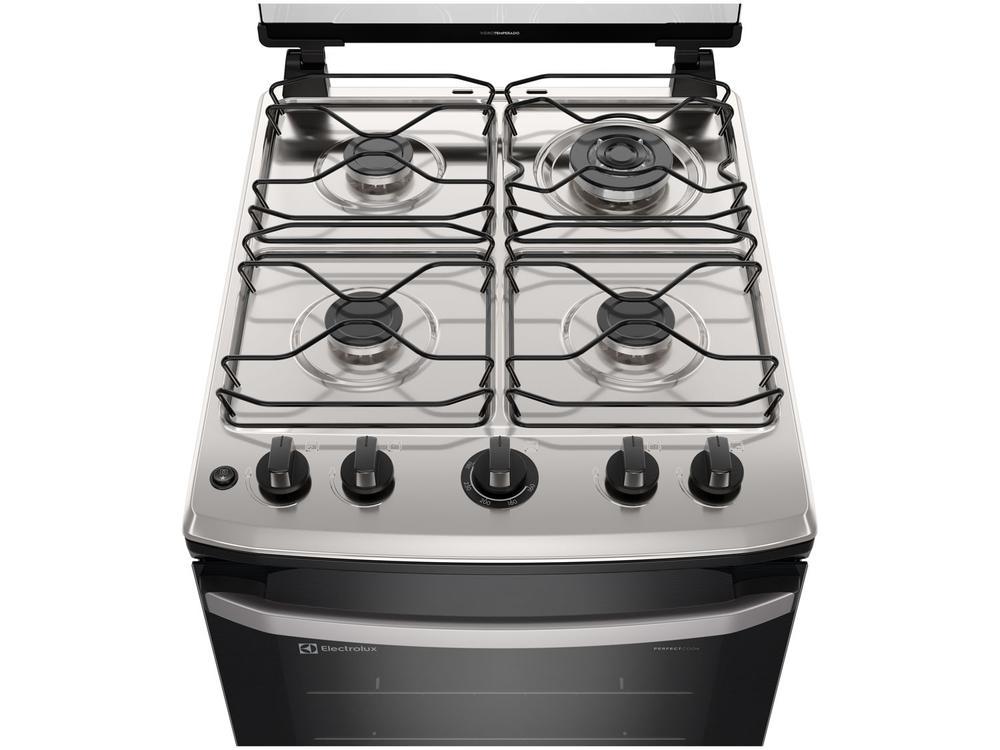 Fogão 4 Bocas Electrolux Prata Acendimento Automático Efficient com PerfectCook FE4IS - Bivolt
