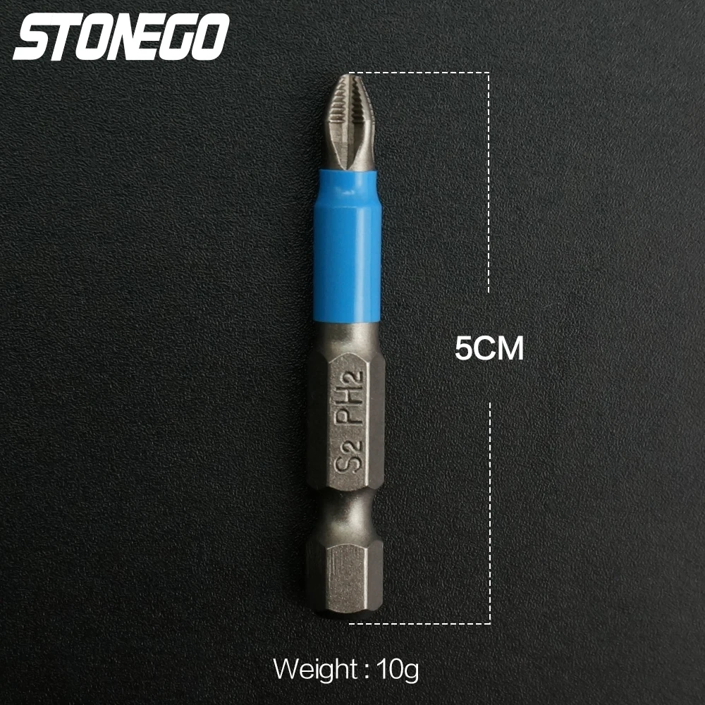STOENGO ไขควง Bits 1/4 "Hex Shank Magnetic Cross Screw Head Anti Slip เคล็ดลับไฟฟ้า 50 มม. เจาะชุดเครื่องมือ