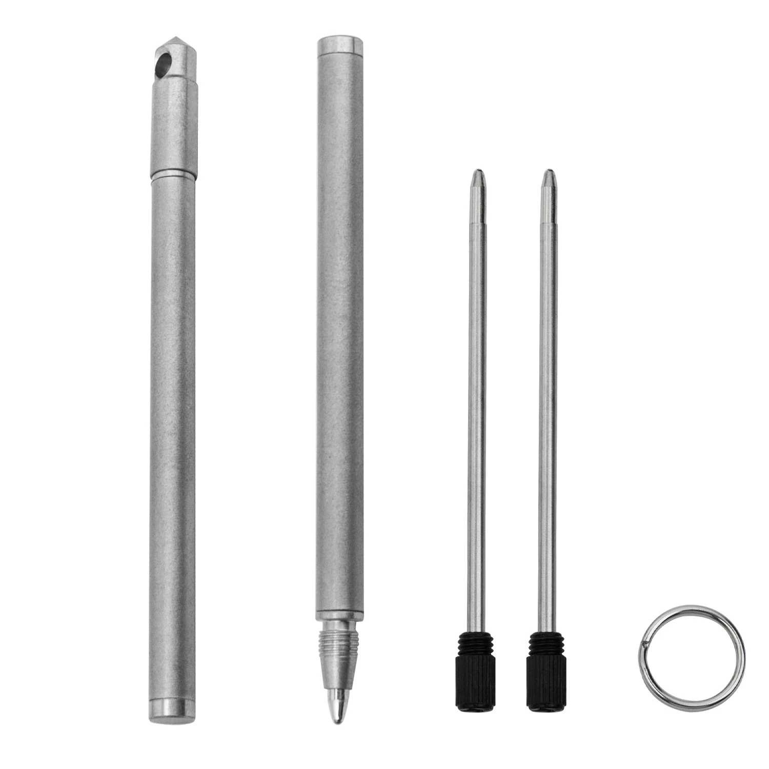Mini Titanium Portable Signature Pen EDC Portable Keychain Pen Travel Metal Ballpoint Pen Multi-functional Break Windows Tool