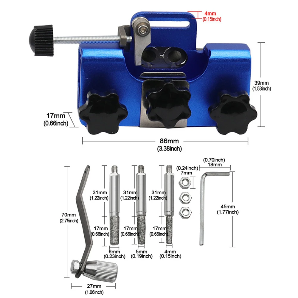 Woodworking Chainsaw Sharpeners with 3 Grinding Head Manual Chainsaw Chain Sharpening Chain Saws and Electric Saws Repair Tools