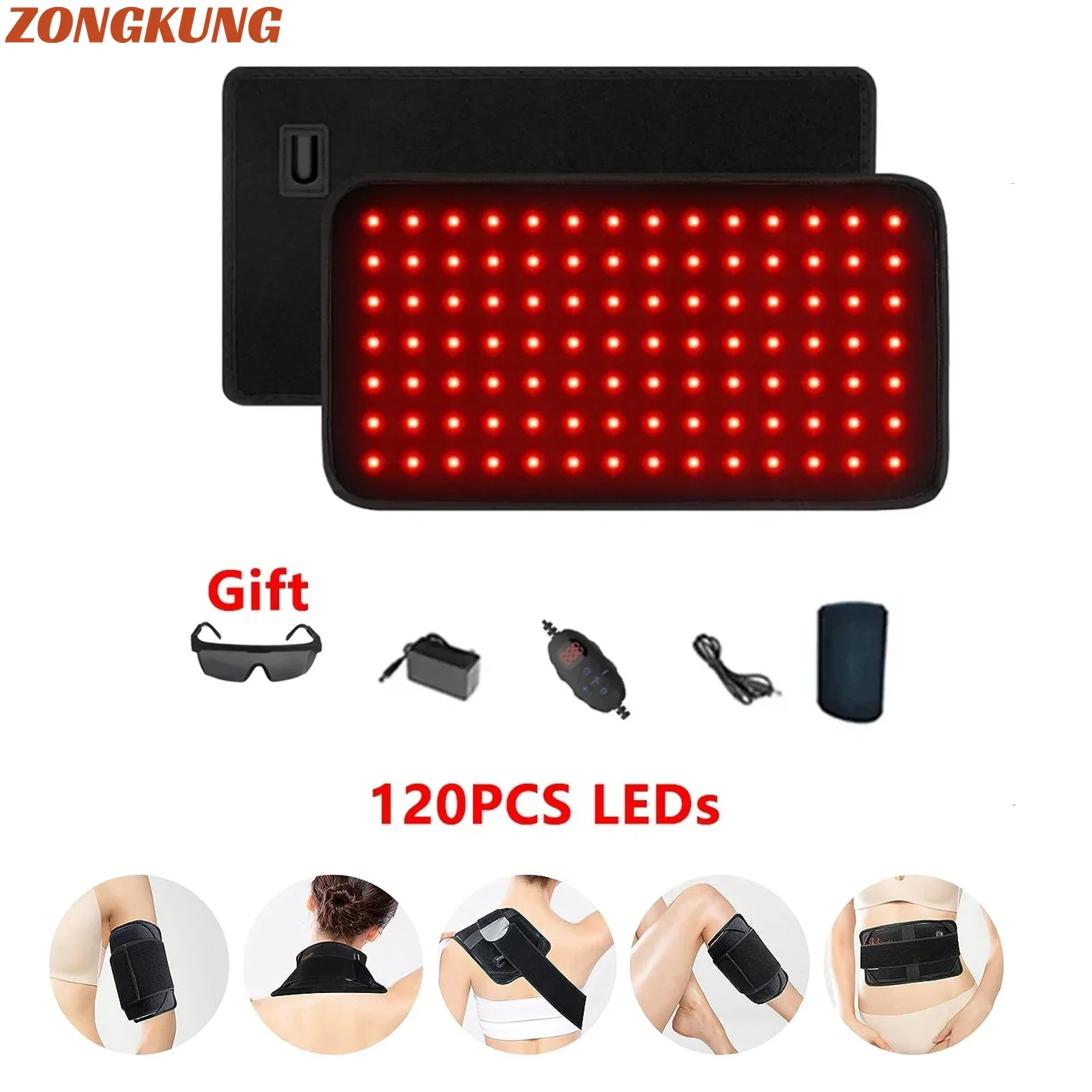 Almohadilla de terapia de luz infrarroja LED para el dolor corporal, terapia profunda para espalda, rodilla, manos, pies, portátil, 120 piezas, 660nm, 850nm, almohadilla para el hogar